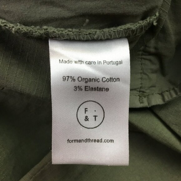 Form & Thread Mens 34 Organic Cotton Olive Elastic Waist Pants Portugal - Picture 8 of 10